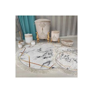 Beyazmermer-gold  kaymaz Taban 3lü Banyo Paspas Takımı  252-00