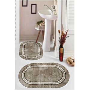 Multi  kaymaz Taban Retro Oval Banyo Paspas Takım  bb-120
