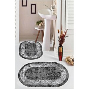 Antrasit  kaymaz Taban  oval Banyo Paspas Takım  bb-117