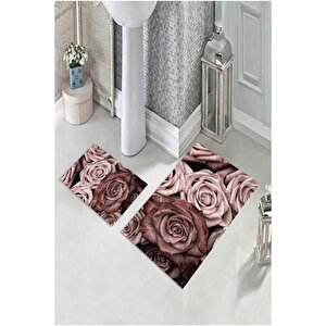 Pembe  kaymaz Gül Banyo Paspas  bp-29