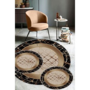 Siyah-vizon  kaymaz Taban 3lü Takım Banyo Paspası B1278
