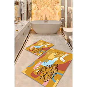  multi  kaymaz Taban Dekor Banyo Paspas Takımı  bps-4491