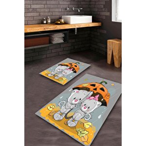  multi  kaymaz Taban Kedi Banyo Paspas Takımı  bps-2118