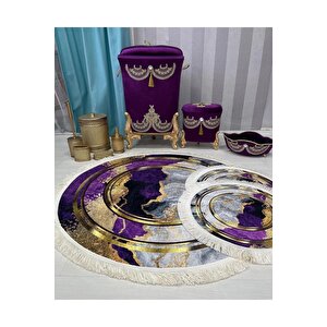 Mor  kaymaz Taban  3lü Banyo Paspas Takımı  b1126