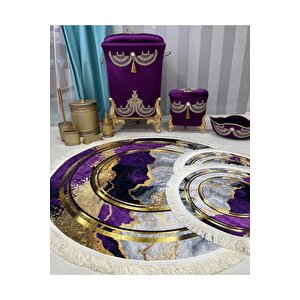 Mor  kaymaz Taban  3lü Banyo Paspas Takımı  b1126