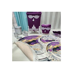 Mor  kaymaz Taban  3lü Banyo Paspas Takımı  b1126