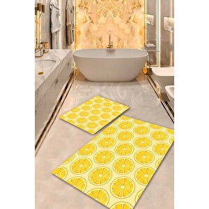  sarı  kaymaz Taban Portakal Banyo Paspas Takımı  bps-4277