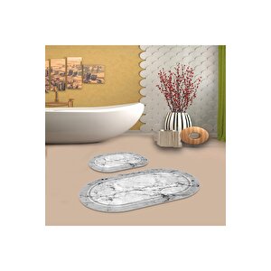 Gri  kaymaz Taban  oval Banyo Paspas Takım  bb-102