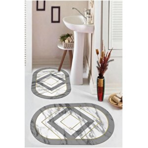 Gri  kaymaz Taban  oval Banyo Paspas Takım  bb-100