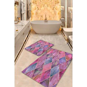  multi  kaymaz Taban Tasarım Banyo Paspas Takımı  bps-1684