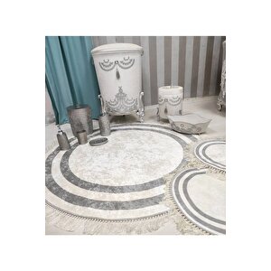 Beyaz  kaymaz Taban  3lü Banyo Paspas Takımı  361-30