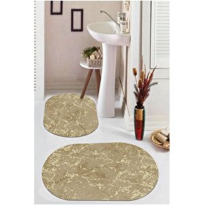 Vizon  kaymaz Taban Retro Oval Banyo Paspas Takım  bb-107
