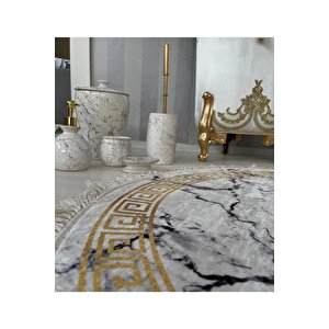 Beyaz-gold  kaymaz Taban  3lü Banyo Paspas Takımı  462-00