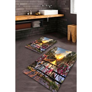 multi  kaymaz Taban Doğa Banyo Paspas Takımı  bps-2034