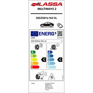 205/55r16 94v Xl Multıways 2 C-c-70 4 Mevsim Oto Lastiği (üretim Yılı: 2025)