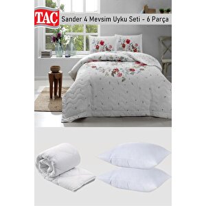 Sander Kırmızı 4 Mevsim Çok Amaçlı Kapitoneli Tek Kişilik Set + Yorgan + Yastık