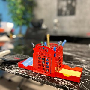 Telefon Kulübesi Temalı Kalemlik Kırmızı