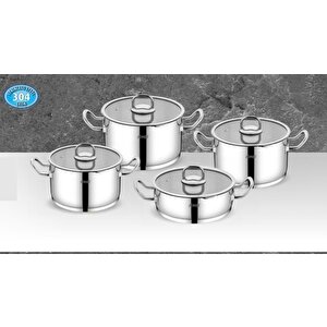 Fms Vizyon 8 Parça Çelik Tencere Takımı Metal Kulp