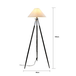 Cosby Siyah-krom Kaplamalı Tripod Metal 3 Ayaklı Lambader