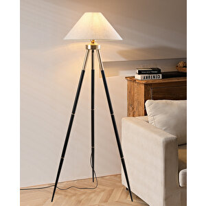Cosby Siyah-gold Kaplamalı Tripod Metal 3 Ayaklı Lambader