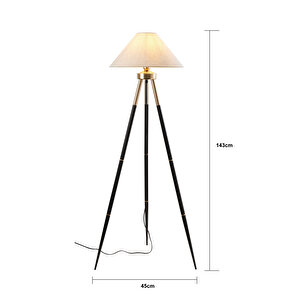 Cosby Siyah-gold Kaplamalı Tripod Metal 3 Ayaklı Lambader
