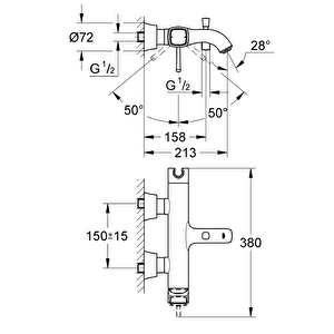 Grandera Banyo Bataryası, Krom-altın, 23317ig0