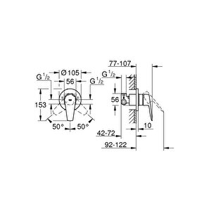Bauedge Ankastre Duş Bataryası Krom, 29040001