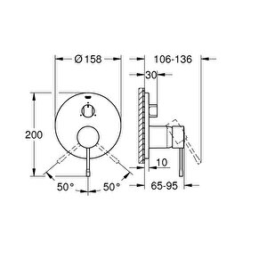 Essence Ankastre Banyo/duş Bataryası (sıva Üstü Grubu), 3 Yollu, Fırçalı Sert Grafit, 24092al1