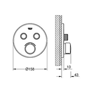 Smartcontrol Akış Kontrollü Ankastre Banyo Bataryası (2 Yollu, Sıva Üstü Grubu) Krom, 29145000