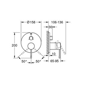 Essence Ankastre Banyo/duş Bataryası (sıva Üstü Grubu), 3 Yollu, Fırçalı Altın, 24169gn1