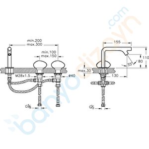 İstanbul Lavabo Bataryası (3 Delikli Lavabolar Için) A41807