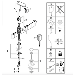 Grohe Fotoselli Lavabo Bataryası Elektrikli Çift Su Giriş Krom, 36325002