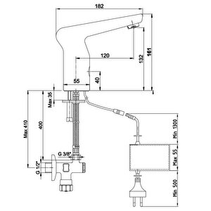 Eca Fotoselli Lavabo Bataryası Elektrikli Krom, 108108025