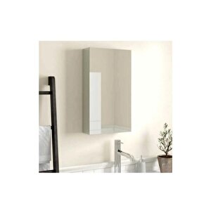 Tek Aynalı Kapaklı 3 Raflı Çok Amaçlı Banyo Dolabı Beyaz