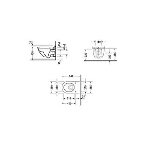 Starck 3 Kanalsız Rimless Asma Klozet (özel Kutuda, Yavaş Kapanır Kapak Dahil) 45273900a1