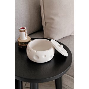 El Yapımı Kapaklı Beton Küllük – Beyaz, Modern Tasarım
