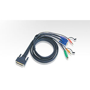 Ps/2 Kvm (keyboard/video Monitor/mouse) Switch İçin Kablo, 3 Metre, 1 X Db-25 Erkek &lt;-&gt; 1 X Monitör 15 Pin Hdb Erkek, 1 X Klavye 6 Pin Mini-din Erkek, 1 X Mouse 6 Pin Mini-din Erkek, 2 X Audio Y