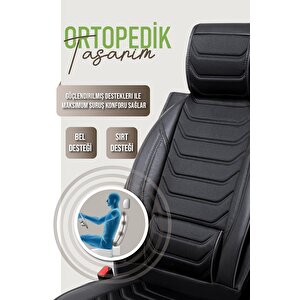 Seat Cordoba Uyumlu Lüx Deri Oto Koltuk Kılıfı Ön Arka Takım Trend Serisi Tam Si̇yah