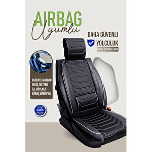 Alfa Romeo Junior Ibrida Uyumlu Lüx Deri Oto Koltuk Kılıfı Ön Arka Takım Trend Serisi Si̇yah Beyaz Siyah-Beyaz