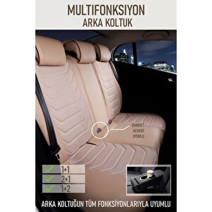 Volvo V50 Station Wagon Uyumlu Lüx Deri Oto Koltuk Kılıfı Ön Arka Takım Trend Serisi Bej Bej