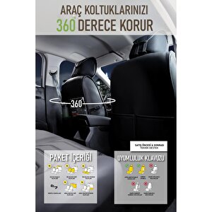 Volkswagen Golf Mk 5 Plus 2003-2009 Uyumlu Lüx Deri Oto Koltuk Kılıfı Ön Arka Takım Trend Serisi Tam Si̇yah