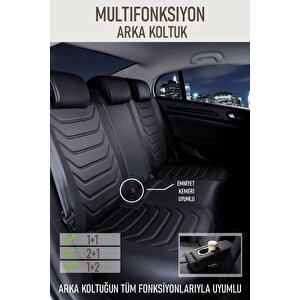 Volvo 480 Uyumlu Lüx Deri Oto Koltuk Kılıfı Ön Arka Takım Trend Serisi Tam Si̇yah Siyah