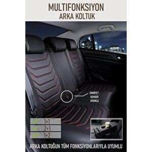 Volkswagen Polo Sedan Uyumlu Lüx Deri Oto Koltuk Kılıfı Ön Arka Takım Trend Serisi Si̇yah Kirmizi Siyah - Kırmızı
