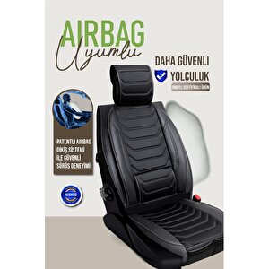 Audi Q2 Uyumlu Lüx Deri Oto Koltuk Kılıfı Ön Arka Takım Trend Serisi Tam Si̇yah Siyah