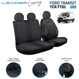 Ford Transit 2013 Sonrası Ile Uyumlu Lüx Oto Koltuk Kılıfı Birebir Araca Özel Ticari 2+1 Si̇yah Siyah