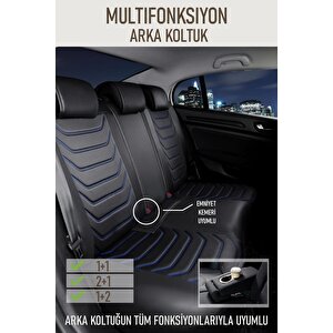 Skoda Fabia Station Wagon Uyumlu Lüx Deri Oto Koltuk Kılıfı Ön Arka Takım Trend Serisi Si̇yah Mavi̇ Siyah-Mavi