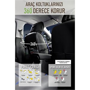 Volvo V60 Uyumlu Lüx Deri Oto Koltuk Kılıfı Ön Arka Takım Trend Serisi Si̇yah Mavi̇