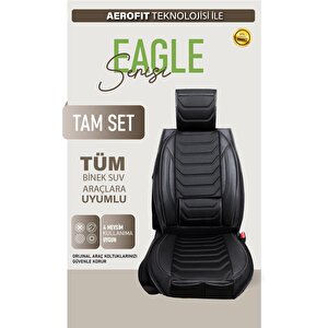 Volvo S40 95-2004 Uyumlu Lüx Deri Oto Koltuk Kılıfı Ön Arka Takım Trend Serisi Tam Si̇yah Siyah