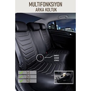 Seat İbiza Station Wagon Uyumlu Lüx Deri Oto Koltuk Kılıfı Ön Arka Takım Trend Serisi Si̇yah Beyaz Siyah-Beyaz