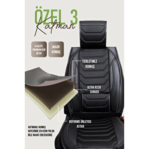 Opel Frontera Uyumlu Lüx Deri Oto Koltuk Kılıfı Ön Arka Takım Trend Serisi Tam Si̇yah
